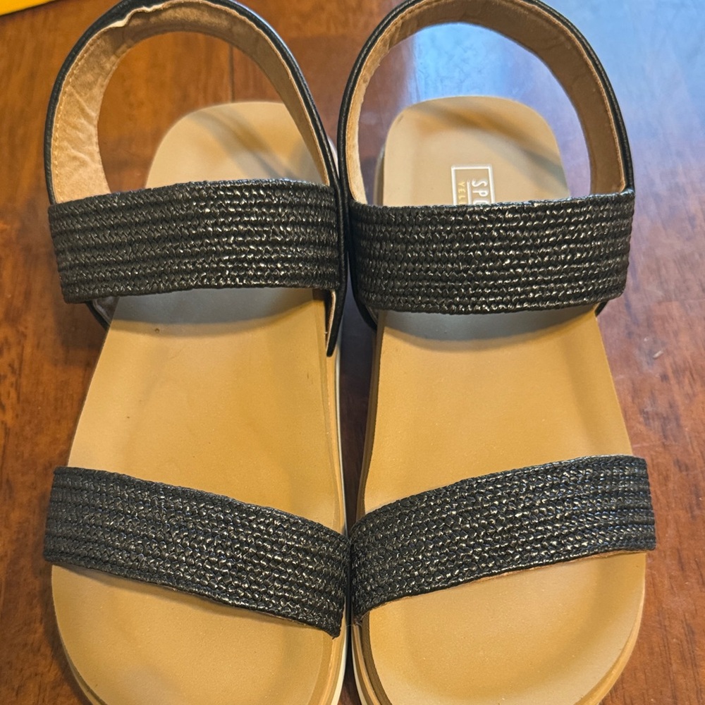 Yellow Box Black Woven Sandals